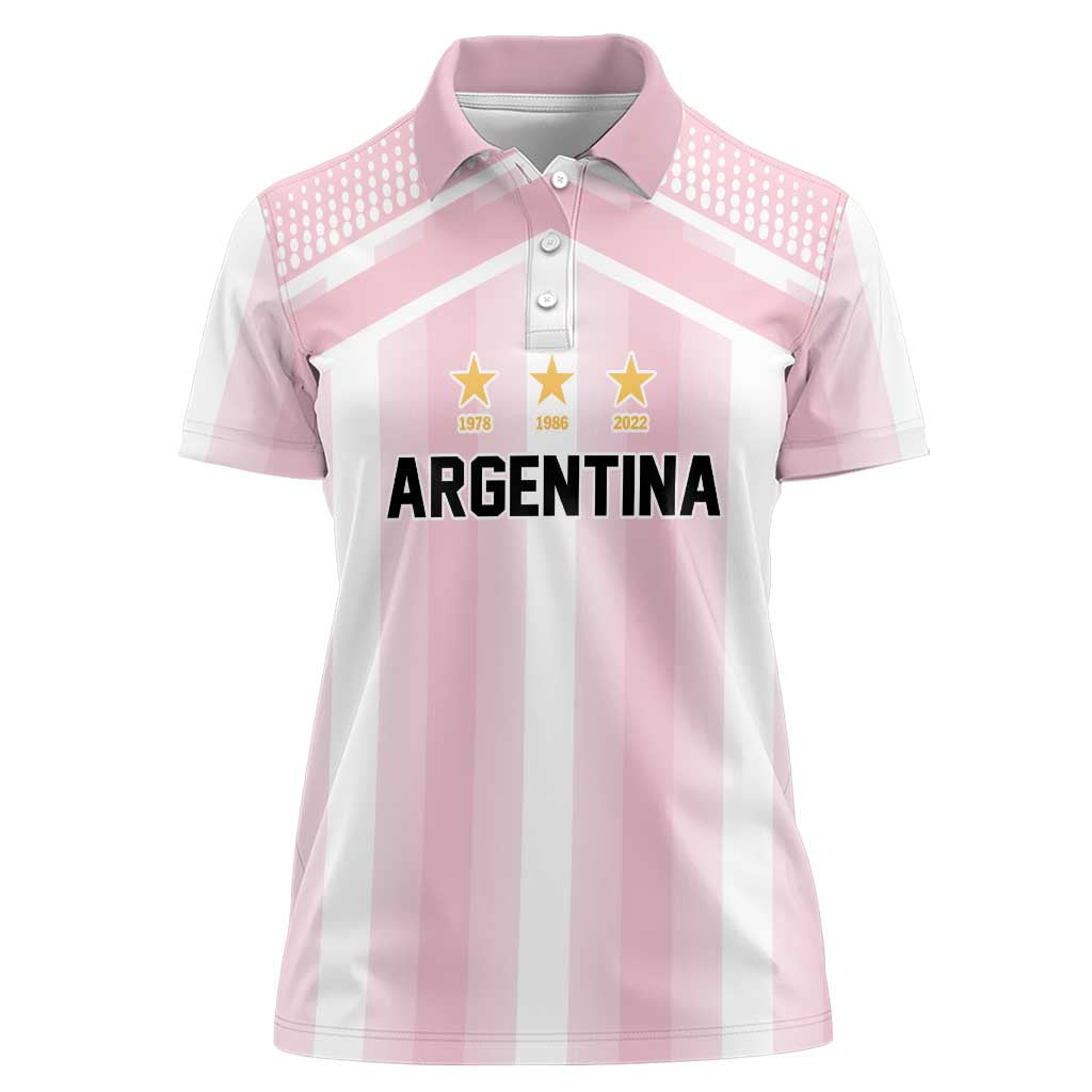Vamos Argentina WC26 Custom Women Polo Shirt Vamos Argentina History Champions Pink - Wonder Print Shop