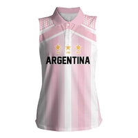 Vamos Argentina WC26 Custom Women Sleeveless Polo Shirt Vamos Argentina History Champions Pink - Wonder Print Shop