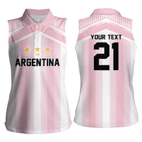 Vamos Argentina WC26 Custom Women Sleeveless Polo Shirt Vamos Argentina History Champions Pink - Wonder Print Shop