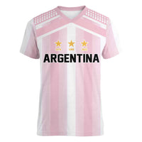Vamos Argentina WC26 Custom Women V-Neck T-Shirt Vamos Argentina History Champions Pink - Wonder Print Shop