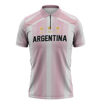 Vamos Argentina WC26 Custom Zipper Polo Shirt Vamos Argentina History Champions Pink - Wonder Print Shop