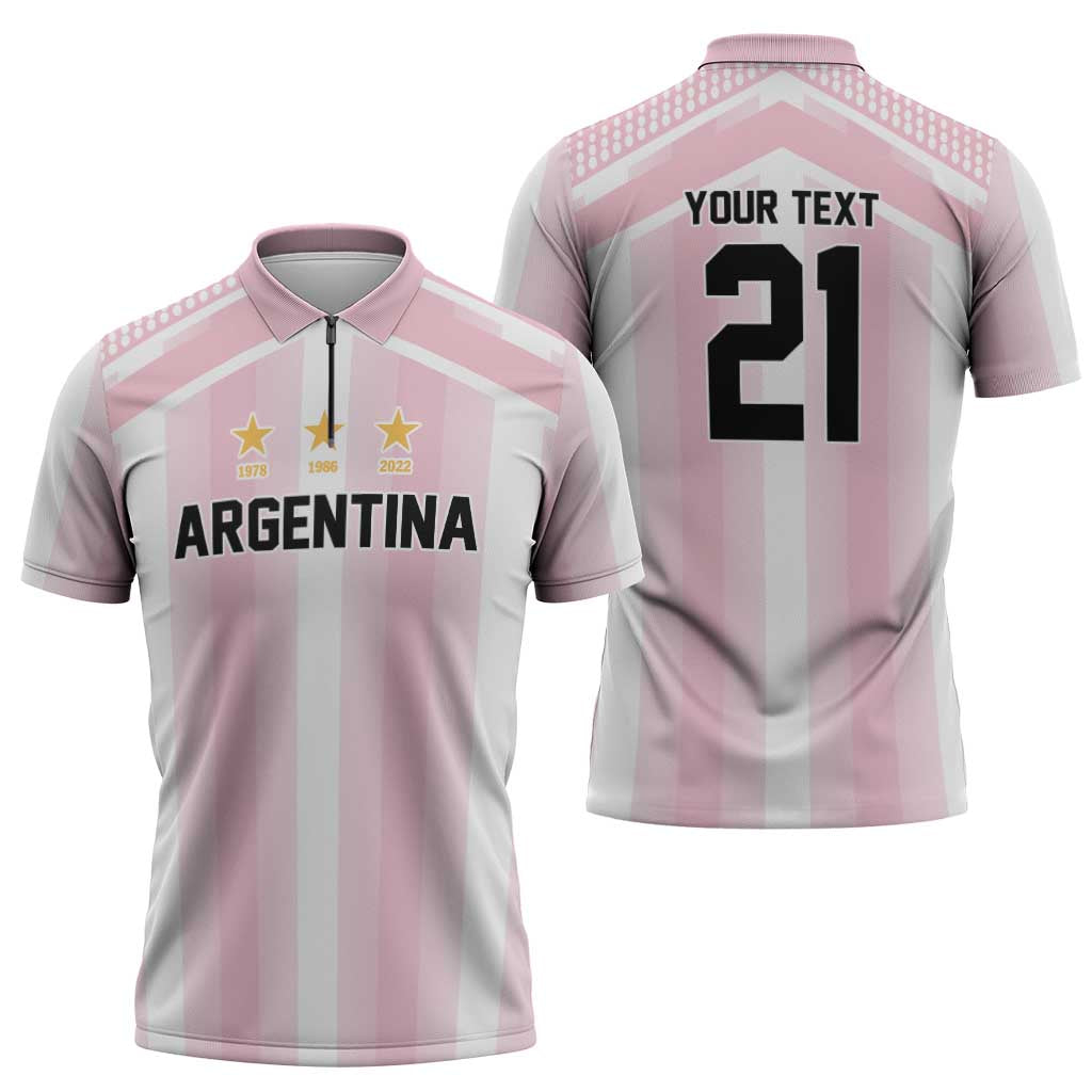 Vamos Argentina WC26 Custom Zipper Polo Shirt Vamos Argentina History Champions Pink - Wonder Print Shop