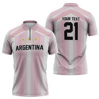 Vamos Argentina WC26 Custom Zipper Polo Shirt Vamos Argentina History Champions Pink - Wonder Print Shop