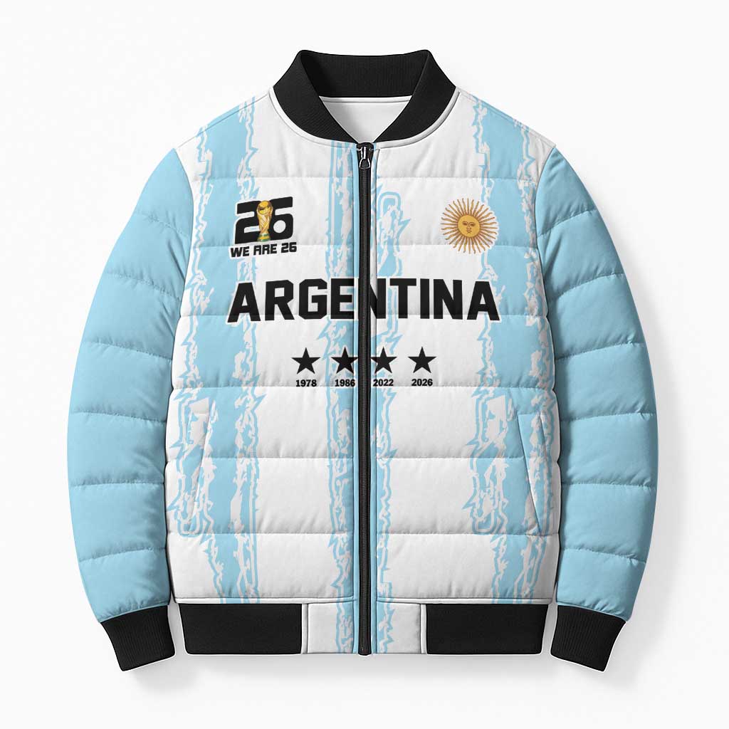 World Football 2026 Argentina Custom Bomber Puffer Jacket Past Champions Future Legends Blue - Wonder Print Shop