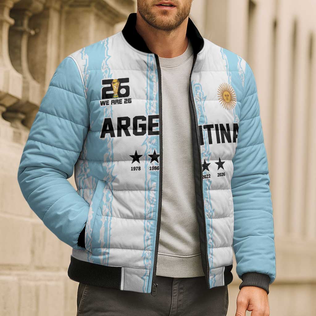 World Football 2026 Argentina Custom Bomber Puffer Jacket Past Champions Future Legends Blue - Wonder Print Shop