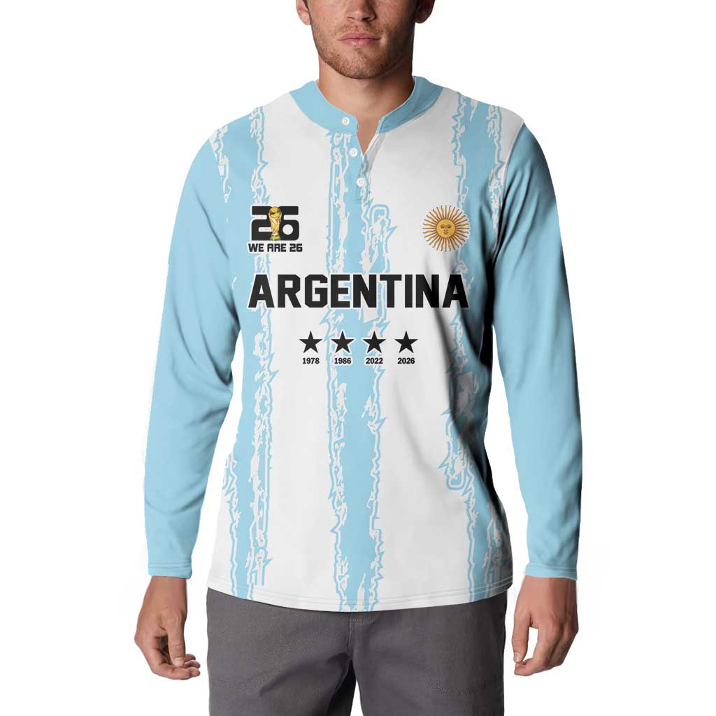 World Football 2026 Argentina Custom Button Sweatshirt Past Champions Future Legends Blue - Wonder Print Shop