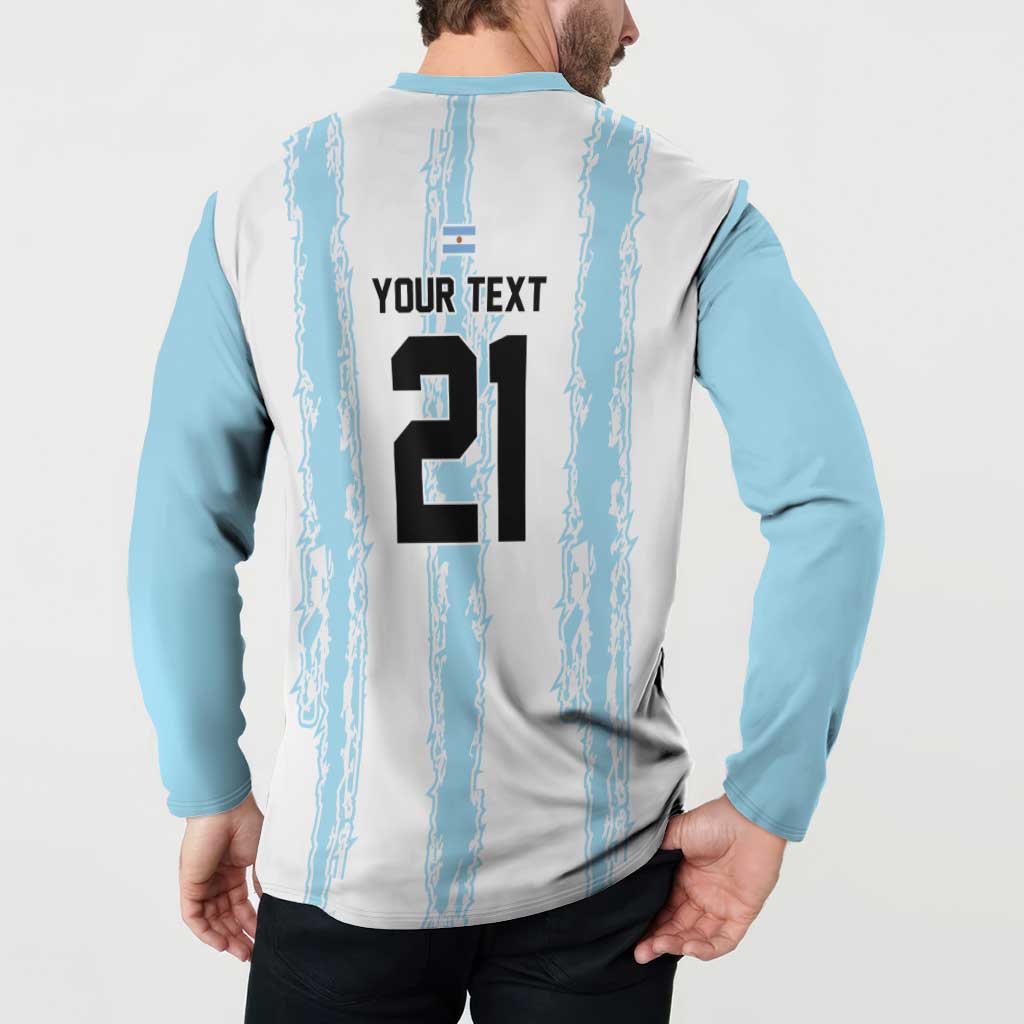 World Football 2026 Argentina Custom Button Sweatshirt Past Champions Future Legends Blue - Wonder Print Shop