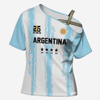 World Football 2026 Argentina Custom Cross Shoulder Shirt Past Champions Future Legends Blue - Wonder Print Shop