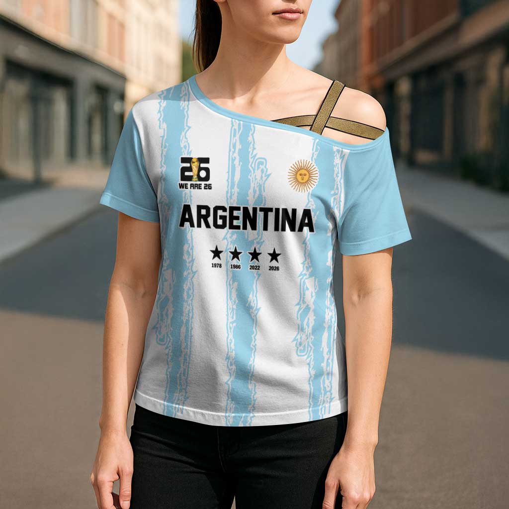 World Football 2026 Argentina Custom Cross Shoulder Shirt Past Champions Future Legends Blue - Wonder Print Shop