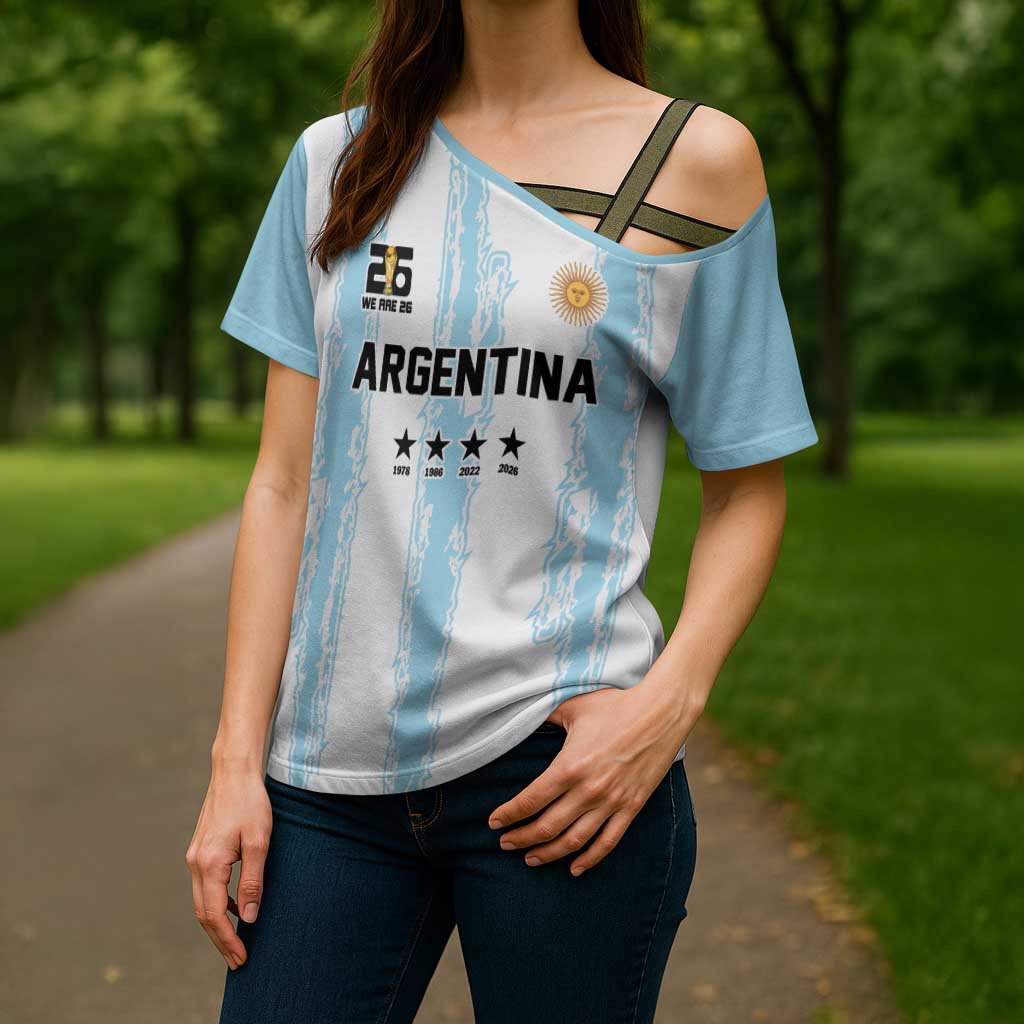 World Football 2026 Argentina Custom Cross Shoulder Shirt Past Champions Future Legends Blue - Wonder Print Shop