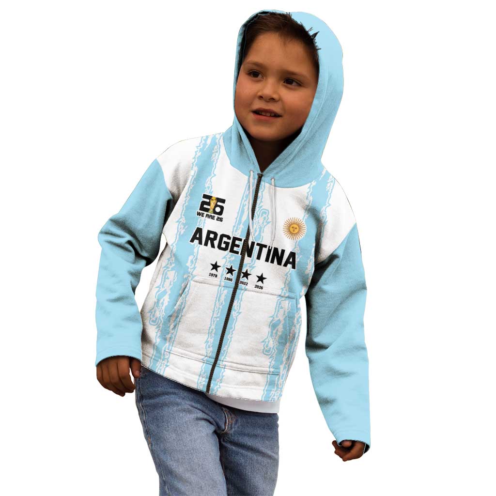 World Football 2026 Argentina Custom Kid Hoodie Past Champions Future Legends Blue - Wonder Print Shop