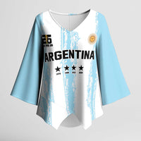 World Football 2026 Argentina Custom Kimono Sleeve Blouse Past Champions Future Legends Blue - Wonder Print Shop