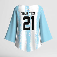 World Football 2026 Argentina Custom Kimono Sleeve Blouse Past Champions Future Legends Blue - Wonder Print Shop