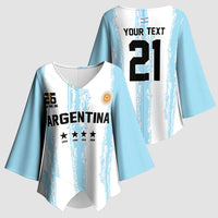 World Football 2026 Argentina Custom Kimono Sleeve Blouse Past Champions Future Legends Blue - Wonder Print Shop