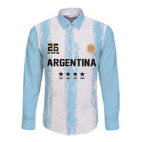 World Football 2026 Argentina Custom Long Sleeve Button Shirt Past Champions Future Legends Blue - Wonder Print Shop