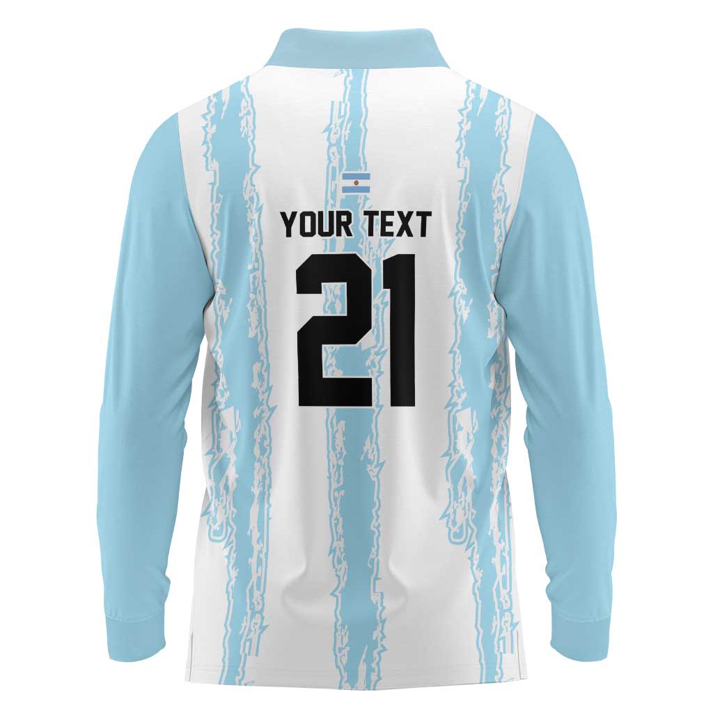 World Football 2026 Argentina Custom Long Sleeve Polo Shirt Past Champions Future Legends Blue - Wonder Print Shop