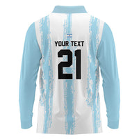 World Football 2026 Argentina Custom Long Sleeve Polo Shirt Past Champions Future Legends Blue - Wonder Print Shop