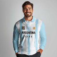 World Football 2026 Argentina Custom Long Sleeve Polo Shirt Past Champions Future Legends Blue - Wonder Print Shop