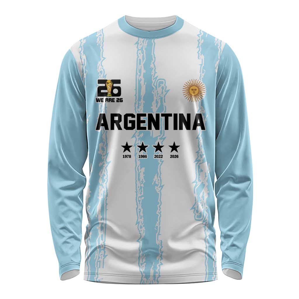 World Football 2026 Argentina Custom Long Sleeve Shirt Past Champions Future Legends Blue - Wonder Print Shop
