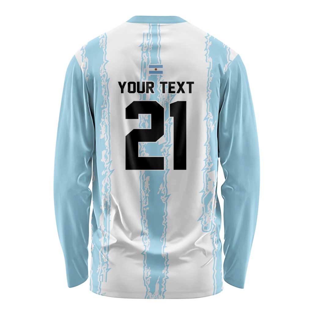 World Football 2026 Argentina Custom Long Sleeve Shirt Past Champions Future Legends Blue - Wonder Print Shop