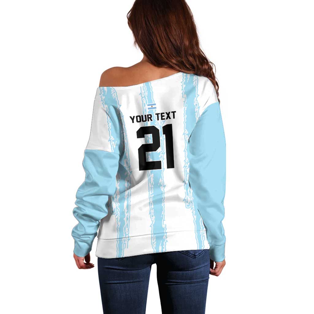 World Football 2026 Argentina Custom Off Shoulder Sweater Past Champions Future Legends Blue - Wonder Print Shop