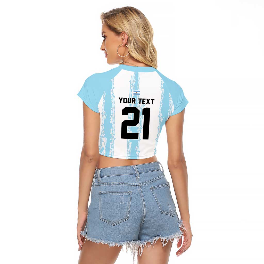 World Football 2026 Argentina Custom Raglan Cropped T Shirt Past Champions Future Legends Blue - Wonder Print Shop