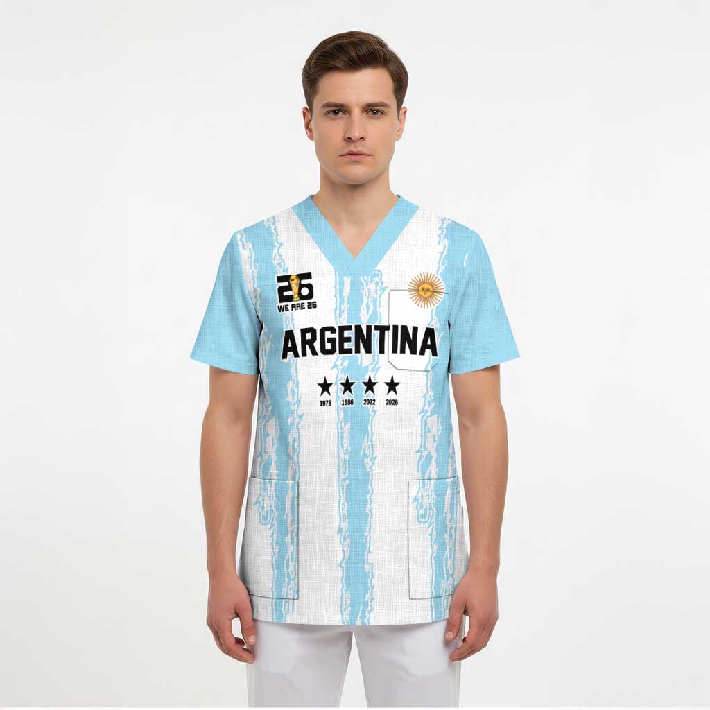 World Football 2026 Argentina Custom Scrub Top Past Champions Future Legends Blue - Wonder Print Shop
