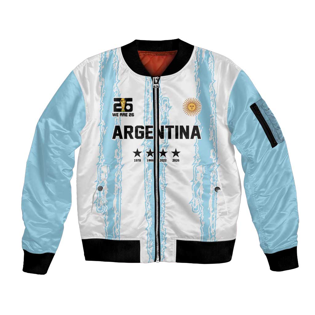 World Football 2026 Argentina Custom Sleeve Zip Bomber Jacket Past Champions Future Legends Blue - Wonder Print Shop