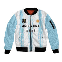 World Football 2026 Argentina Custom Sleeve Zip Bomber Jacket Past Champions Future Legends Blue - Wonder Print Shop