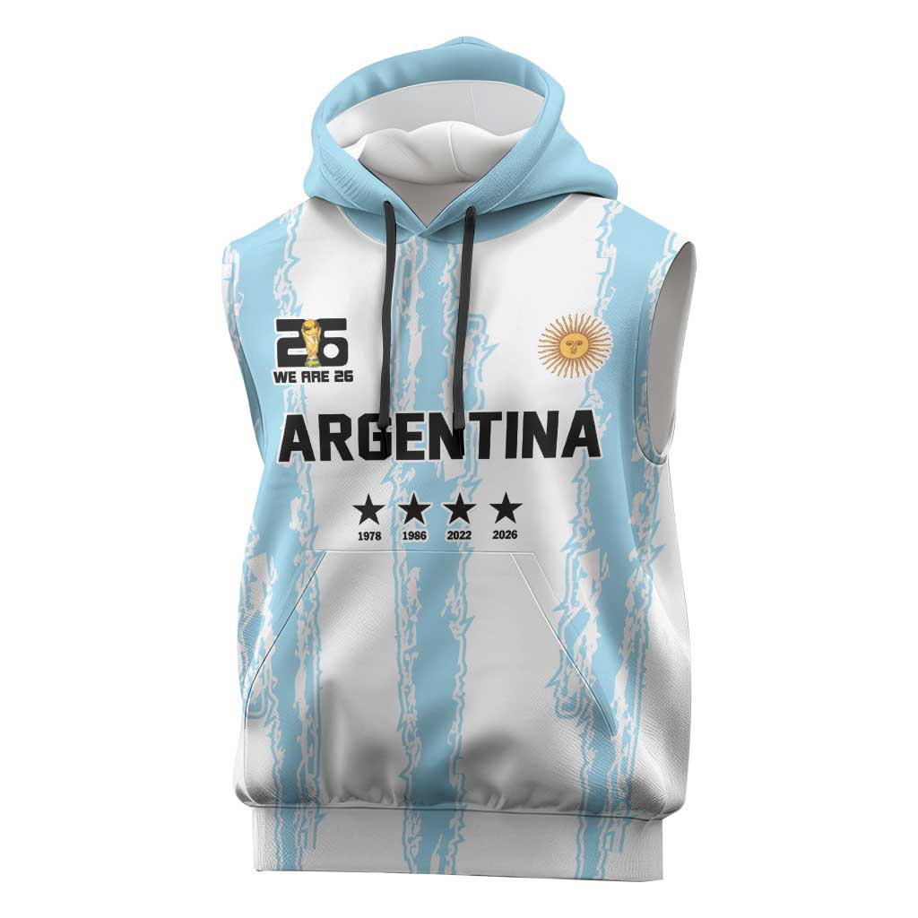 World Football 2026 Argentina Custom Sleeveless Hoodie Past Champions Future Legends Blue - Wonder Print Shop