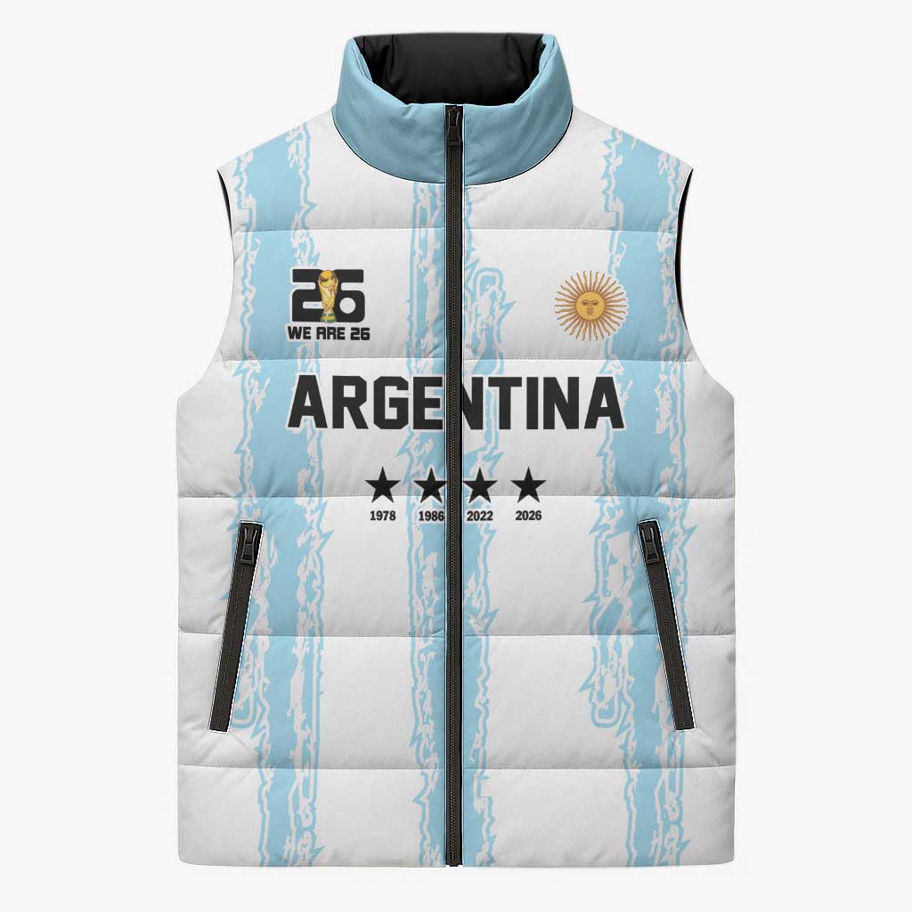 World Football 2026 Argentina Custom Sleeveless Puffer Jacket Past Champions Future Legends Blue - Wonder Print Shop