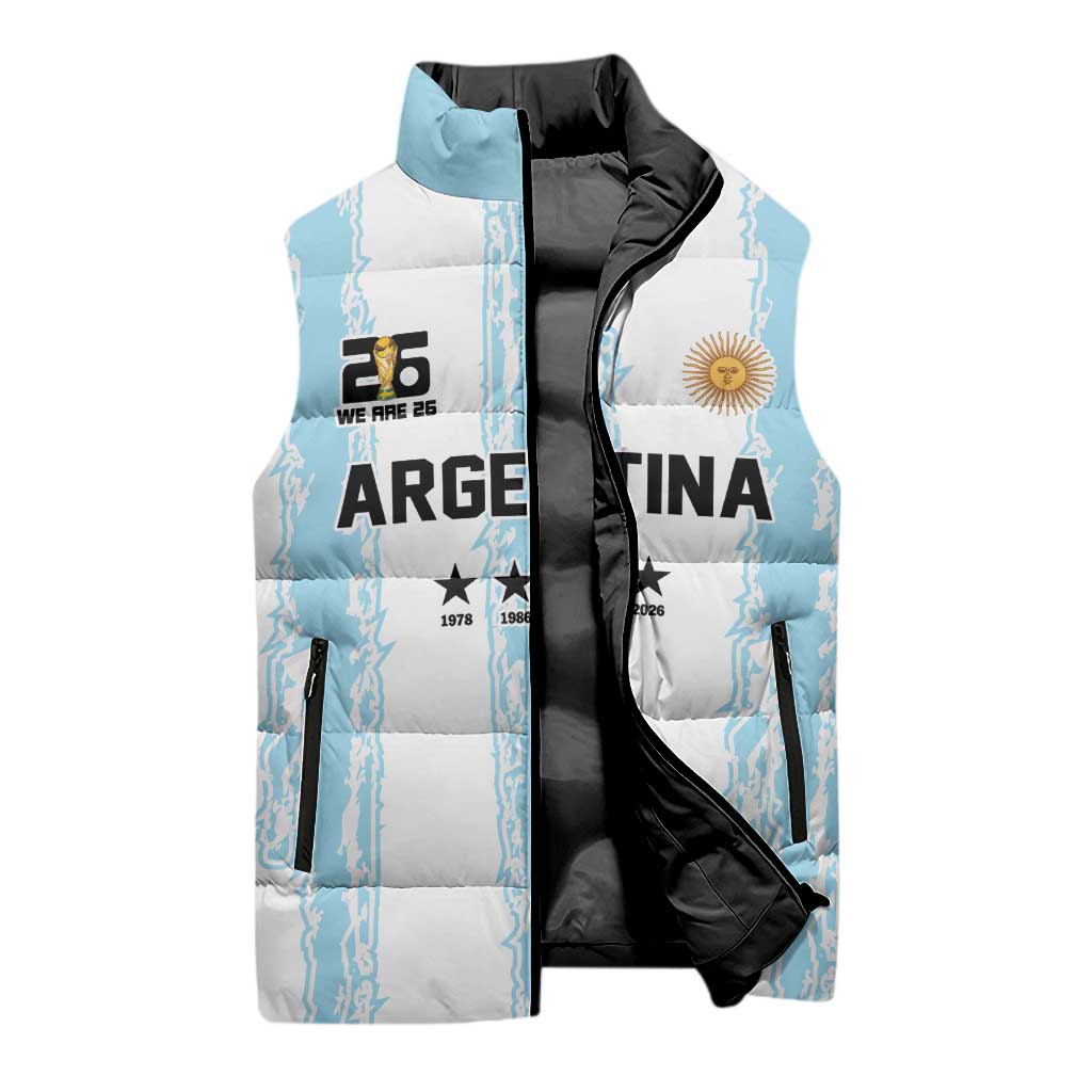 World Football 2026 Argentina Custom Sleeveless Puffer Jacket Past Champions Future Legends Blue - Wonder Print Shop