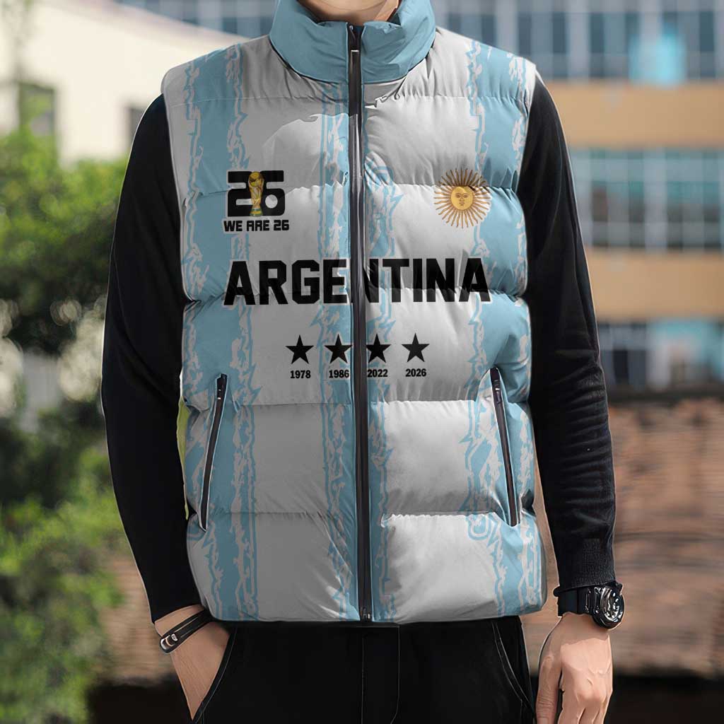 World Football 2026 Argentina Custom Sleeveless Puffer Jacket Past Champions Future Legends Blue - Wonder Print Shop