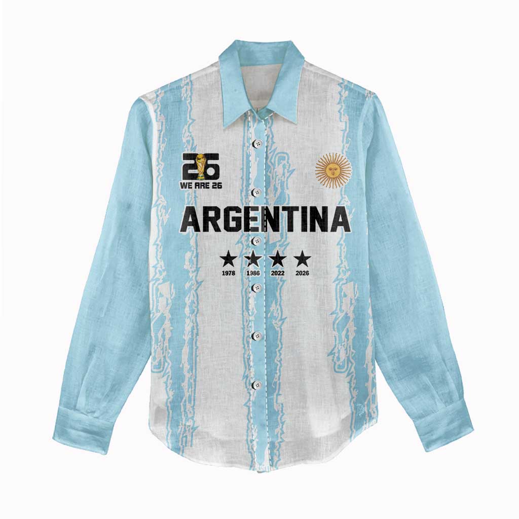 World Football 2026 Argentina Custom Women Casual Shirt Past Champions Future Legends Blue - Wonder Print Shop