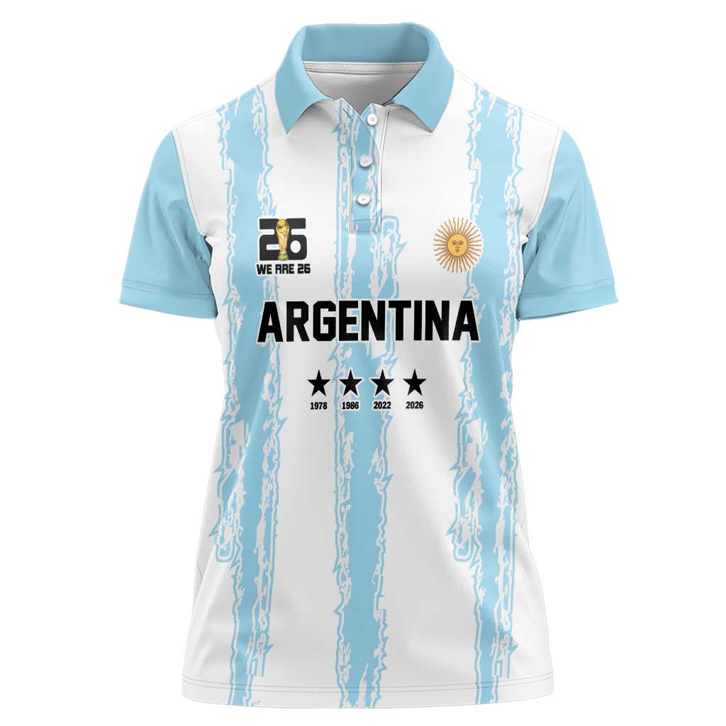 World Football 2026 Argentina Custom Women Polo Shirt Past Champions Future Legends Blue - Wonder Print Shop