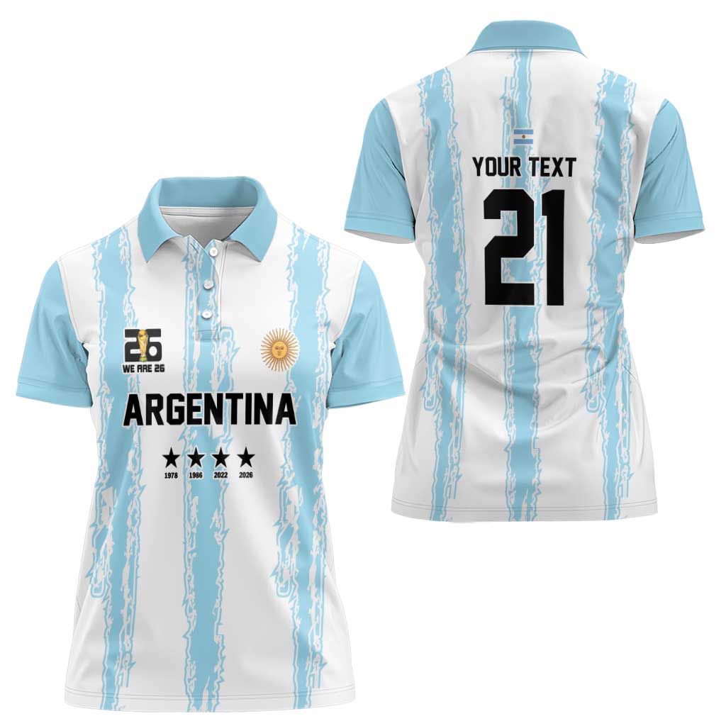 World Football 2026 Argentina Custom Women Polo Shirt Past Champions Future Legends Blue - Wonder Print Shop