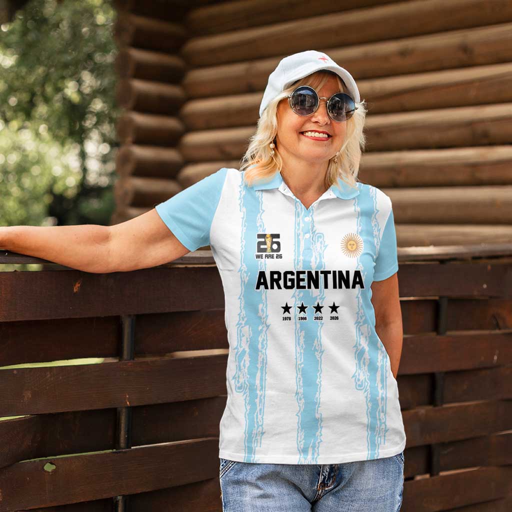 World Football 2026 Argentina Custom Women Polo Shirt Past Champions Future Legends Blue - Wonder Print Shop