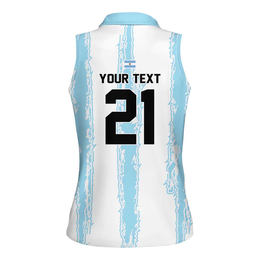 World Football 2026 Argentina Custom Women Sleeveless Polo Shirt Past Champions Future Legends Blue - Wonder Print Shop