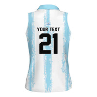 World Football 2026 Argentina Custom Women Sleeveless Polo Shirt Past Champions Future Legends Blue - Wonder Print Shop