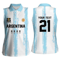 World Football 2026 Argentina Custom Women Sleeveless Polo Shirt Past Champions Future Legends Blue - Wonder Print Shop