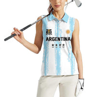 World Football 2026 Argentina Custom Women Sleeveless Polo Shirt Past Champions Future Legends Blue - Wonder Print Shop