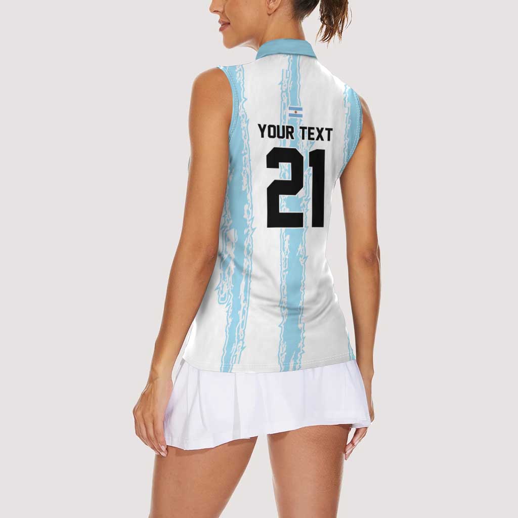 World Football 2026 Argentina Custom Women Sleeveless Polo Shirt Past Champions Future Legends Blue - Wonder Print Shop