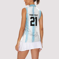 World Football 2026 Argentina Custom Women Sleeveless Polo Shirt Past Champions Future Legends Blue - Wonder Print Shop