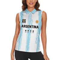 World Football 2026 Argentina Custom Women Sleeveless Polo Shirt Past Champions Future Legends Blue - Wonder Print Shop