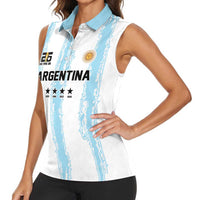 World Football 2026 Argentina Custom Women Sleeveless Polo Shirt Past Champions Future Legends Blue - Wonder Print Shop