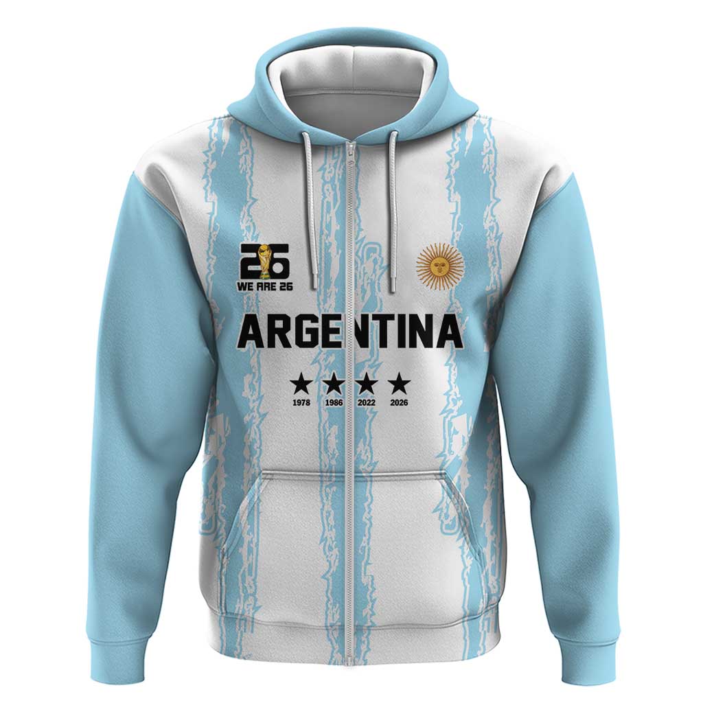 World Football 2026 Argentina Custom Zip Hoodie Past Champions Future Legends Blue - Wonder Print Shop