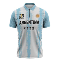 World Football 2026 Argentina Custom Zipper Polo Shirt Past Champions Future Legends Blue - Wonder Print Shop