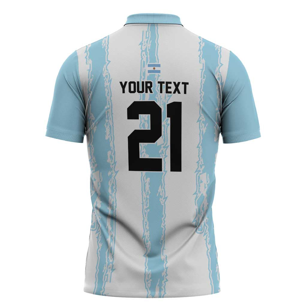 World Football 2026 Argentina Custom Zipper Polo Shirt Past Champions Future Legends Blue - Wonder Print Shop