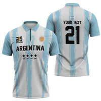 World Football 2026 Argentina Custom Zipper Polo Shirt Past Champions Future Legends Blue - Wonder Print Shop