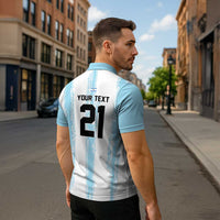 World Football 2026 Argentina Custom Zipper Polo Shirt Past Champions Future Legends Blue - Wonder Print Shop